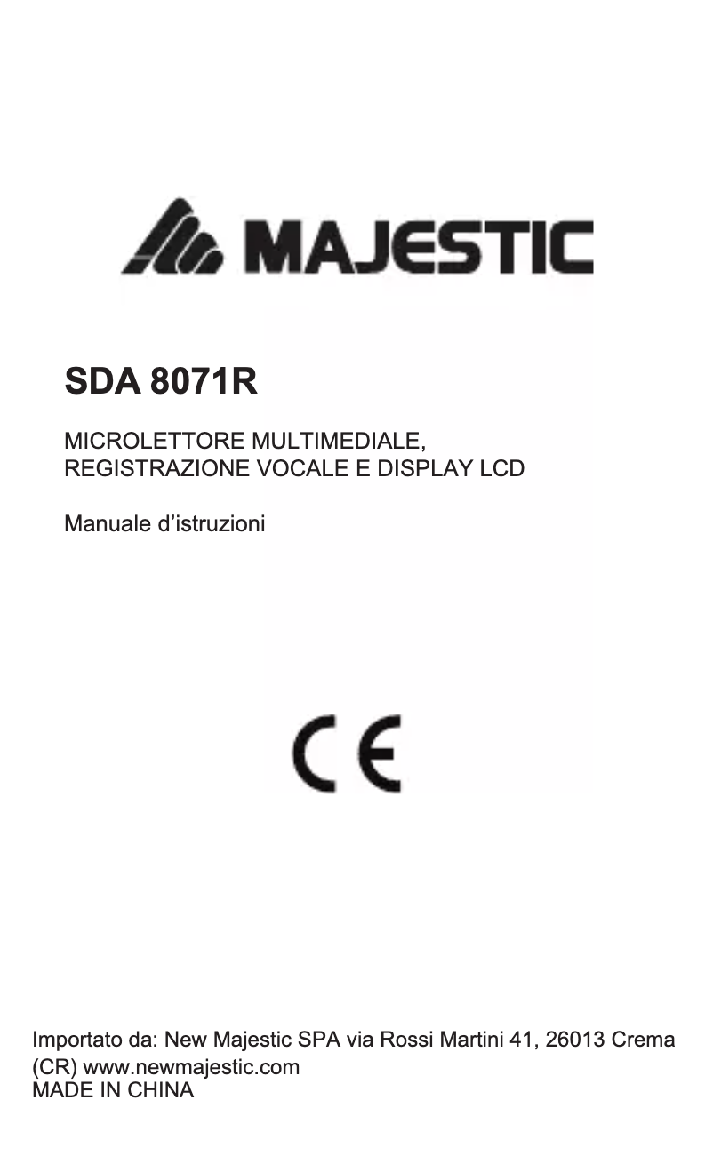 Página 1 del manual Manual de usuario Majestic SDA-8071R