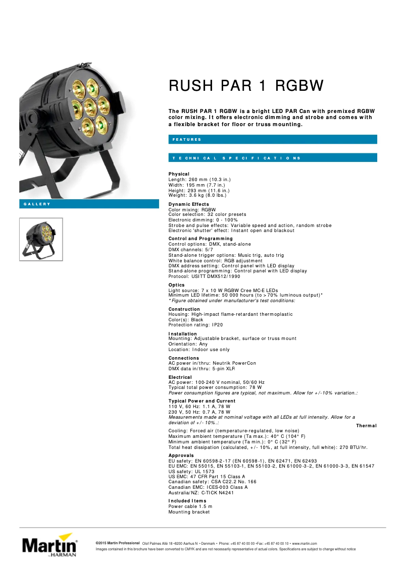 Imagen de la primera página del manual del dispositivo RUSH PAR 1 RGBW