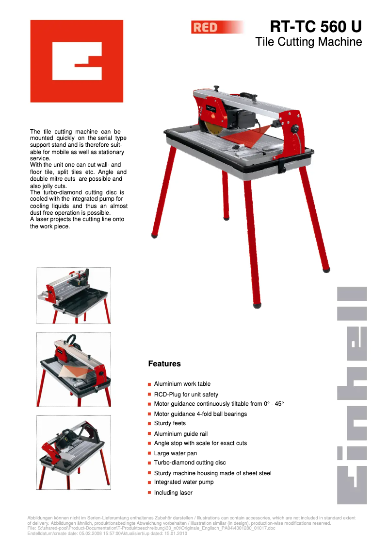 Imagen de la primera página del manual del dispositivo RT-TC 560 U
