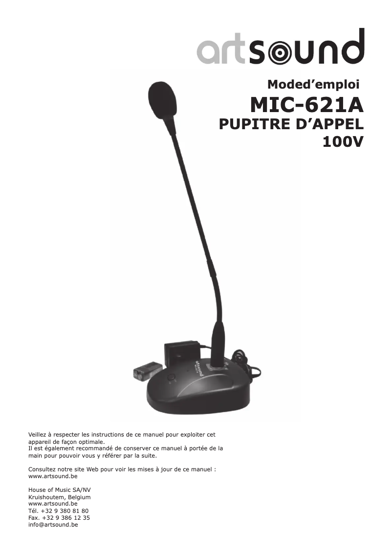 Página 1 del manual Manual de usuario Artsound MIC-621A