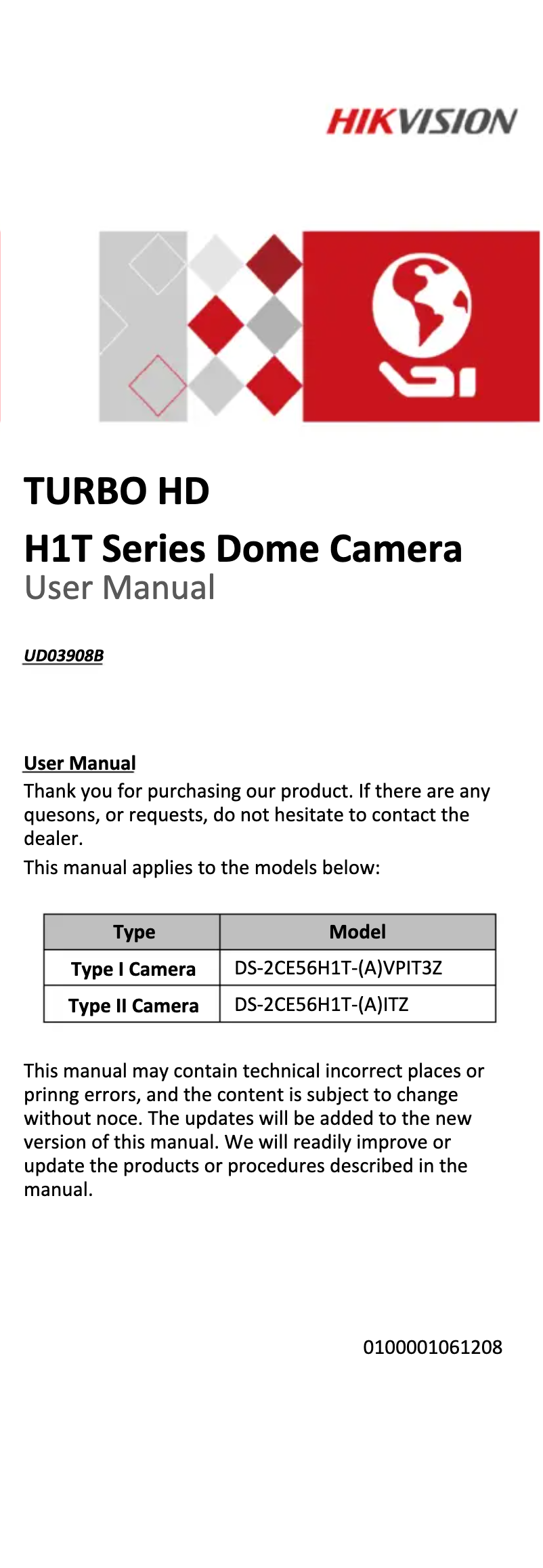 Página 1 del manual Manual de usuario Hikvision DS-2CE56H1T-ITZ