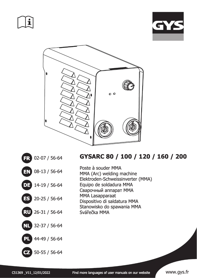 Imagen de la primera página del manual del dispositivo Gysarc 100