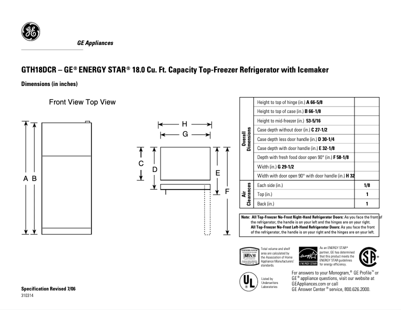 Imagen de la primera página del manual del dispositivo GTH18DCRRWW
