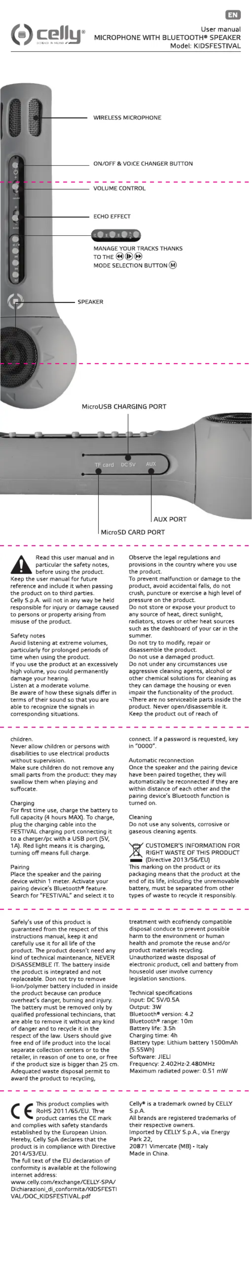 Imagen de la primera página del manual del dispositivo Festival