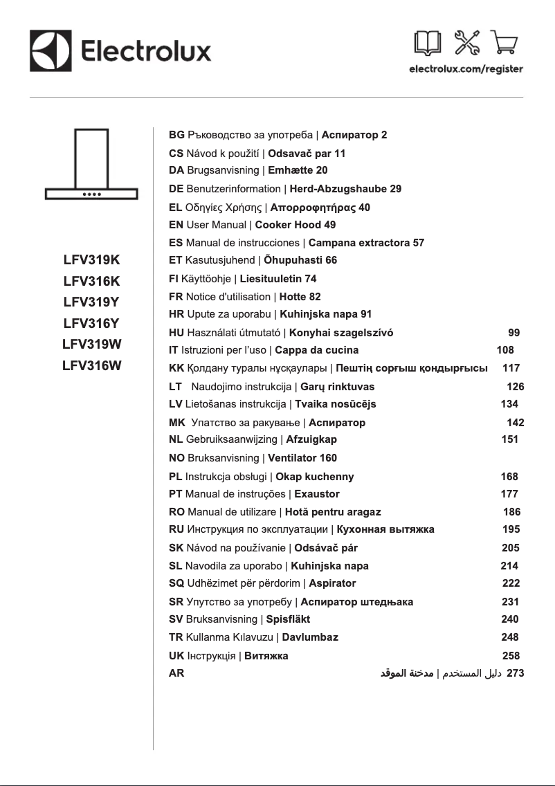 Imagen de la primera página del manual del dispositivo LFV316K