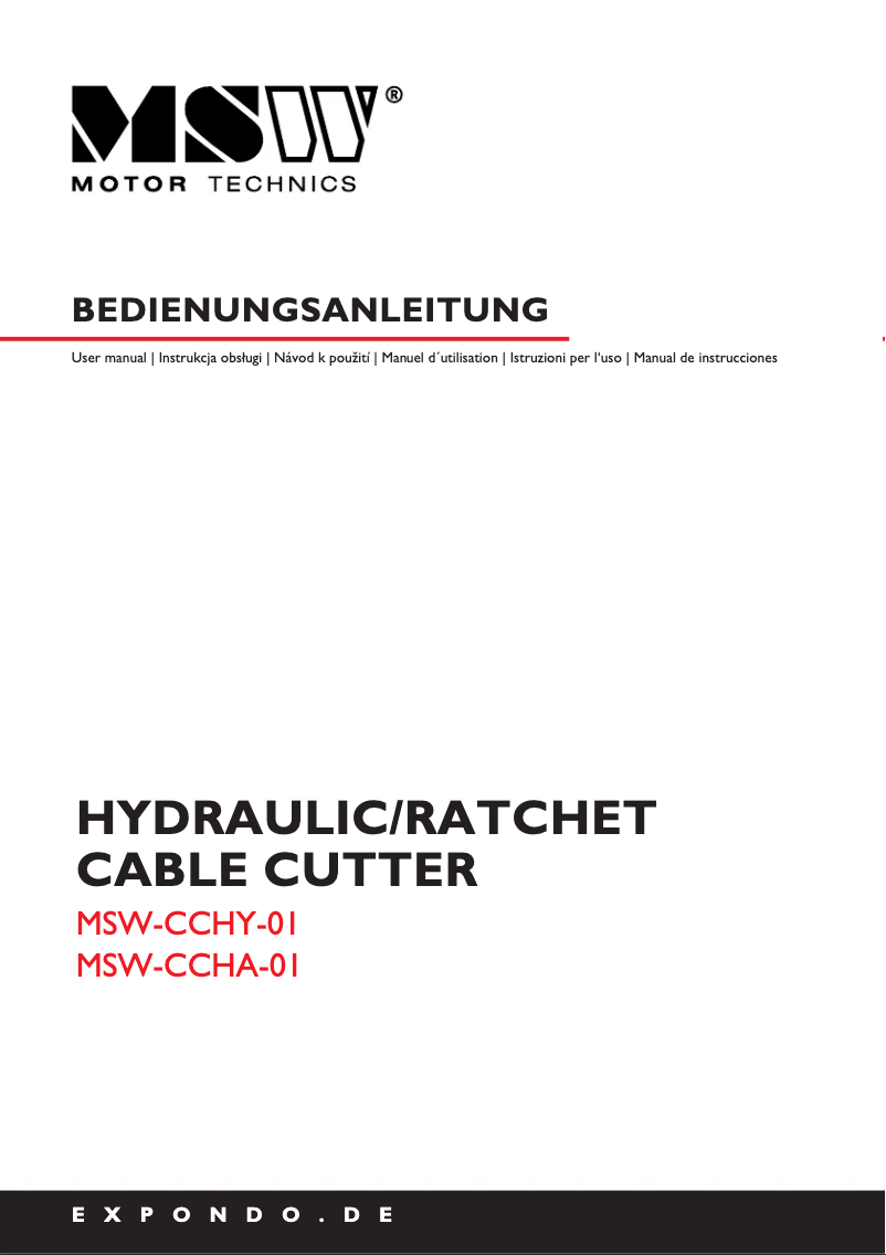 Imagen de la primera página del manual del dispositivo MSW-CCHA-01