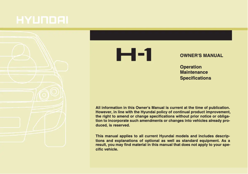 Página 1 del manual Manual de usuario Hyundai H-1 Grand Starex (2016)
