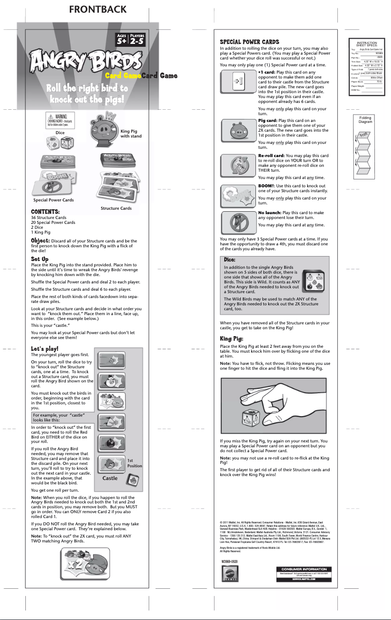 Imagen de la primera página del manual del dispositivo Angry Birds