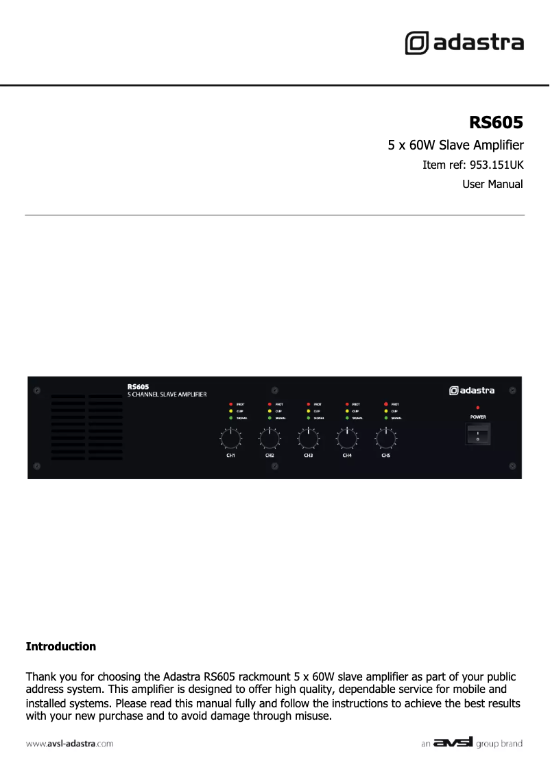 Imagen de la primera página del manual del dispositivo RS605