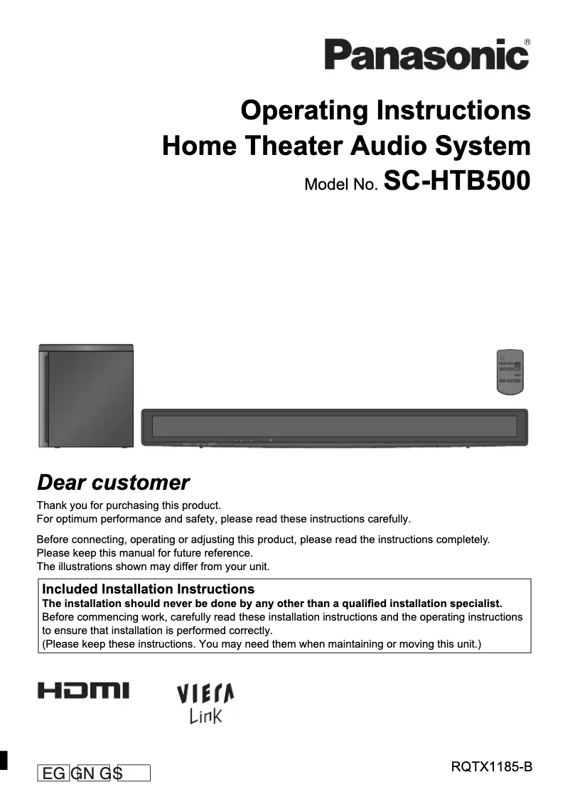 Imagen de la primera página del manual del dispositivo SC-HTB500