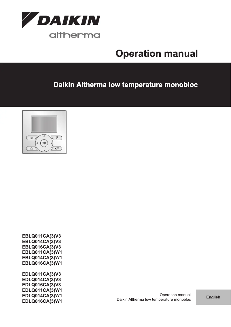 Página 1 del manual Manual de usuario Daikin Altherma EBLQ016CA3V3