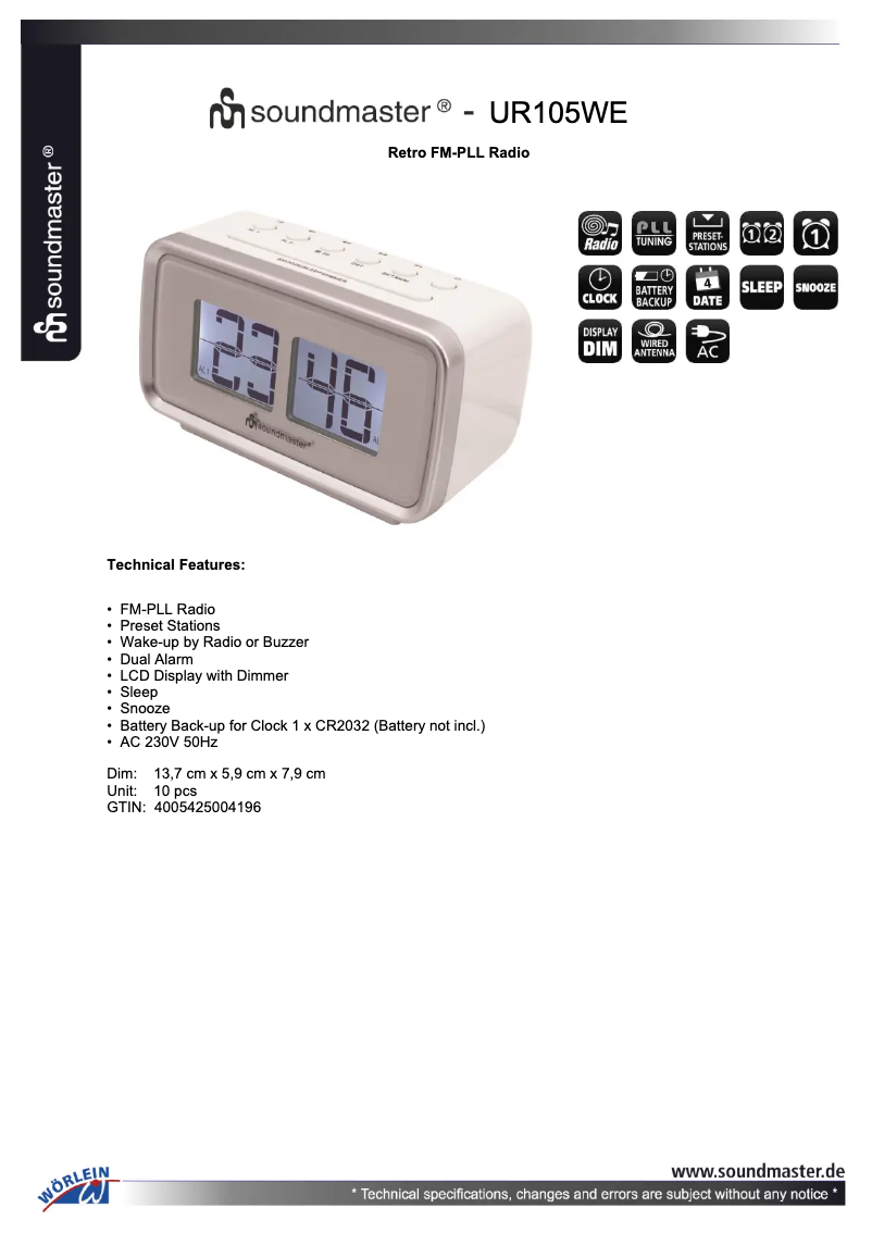 Imagen de la primera página del manual del dispositivo UR105WE