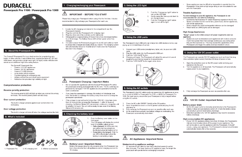 Página 1 del manual Manual de usuario Duracell Powerpack Pro 1100