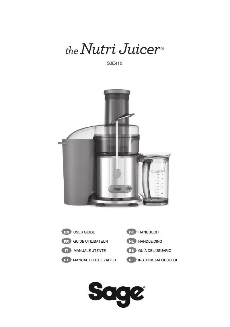 Página 1 del manual Manual de usuario Sage The Nutri Juicer SJE410