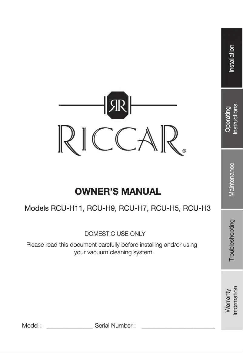 Página 1 del manual Manual de usuario Riccar Deluxe Hybrid RCU-H7