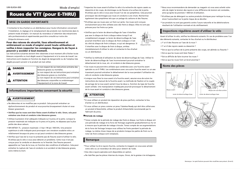 Página nº 1 - Manual de usuario Shimano WH-MT601-TL-F15-275