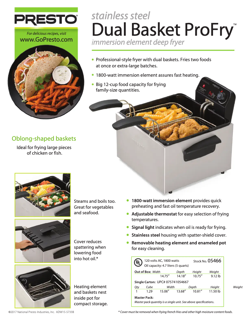 Imagen de la primera página del manual del dispositivo ProFry 05466