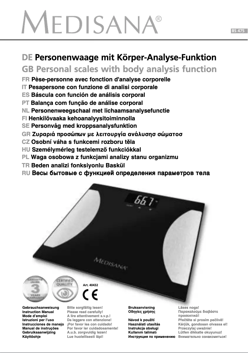 Página nº 1 - Manual de usuario Medisana BS 475