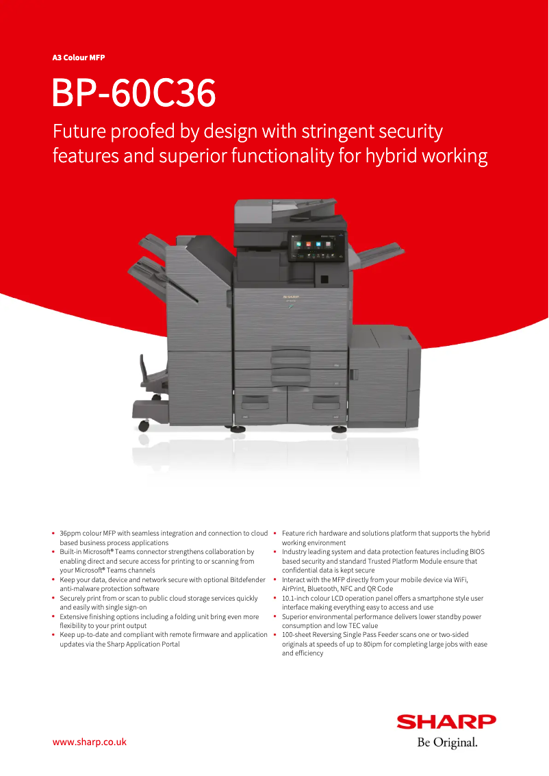 Página 1 del manual Ficha técnica Sharp BP-60C36