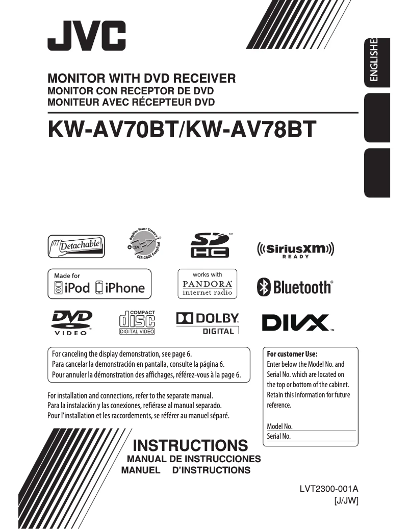 Imagen de la primera página del manual del dispositivo KW-AV70BT