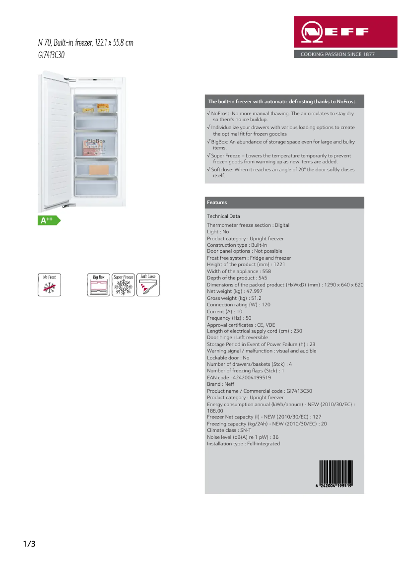Página nº 1 - Ficha técnica Neff GI7413C30