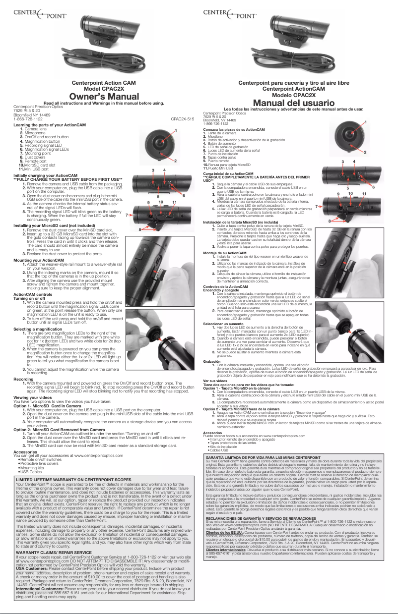 Página 1 del manual Manual de usuario Centerpoint CPAC2X