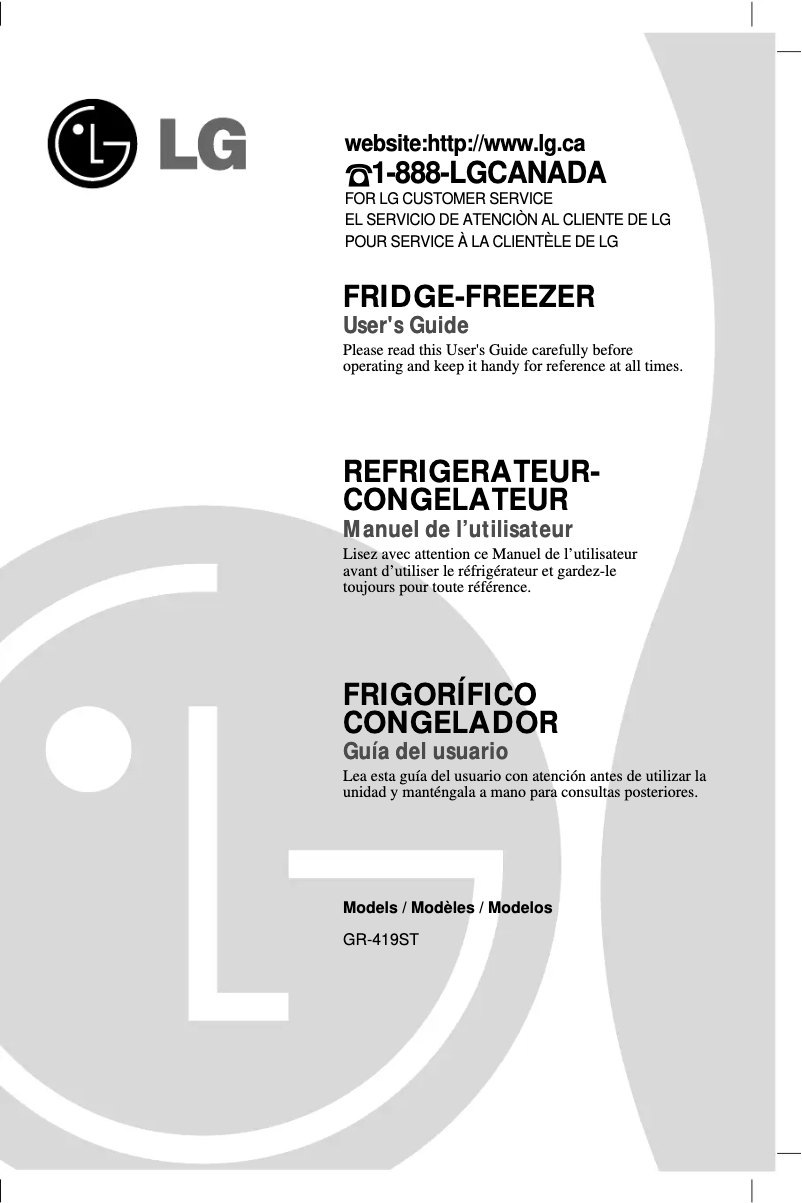 Imagen de la primera página del manual del dispositivo GR-419ST