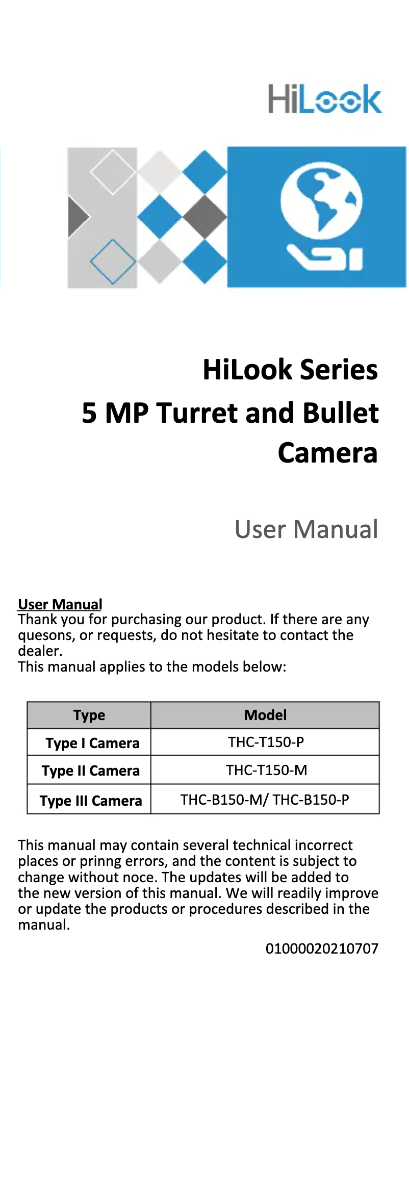 Página 1 del manual Manual de usuario Hikvision THC-B150-M