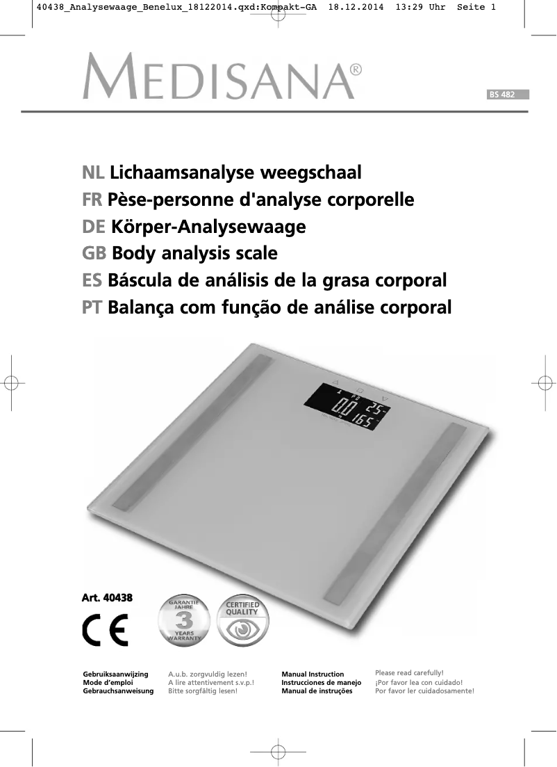 Página 1 del manual Manual de usuario Medisana BS 482