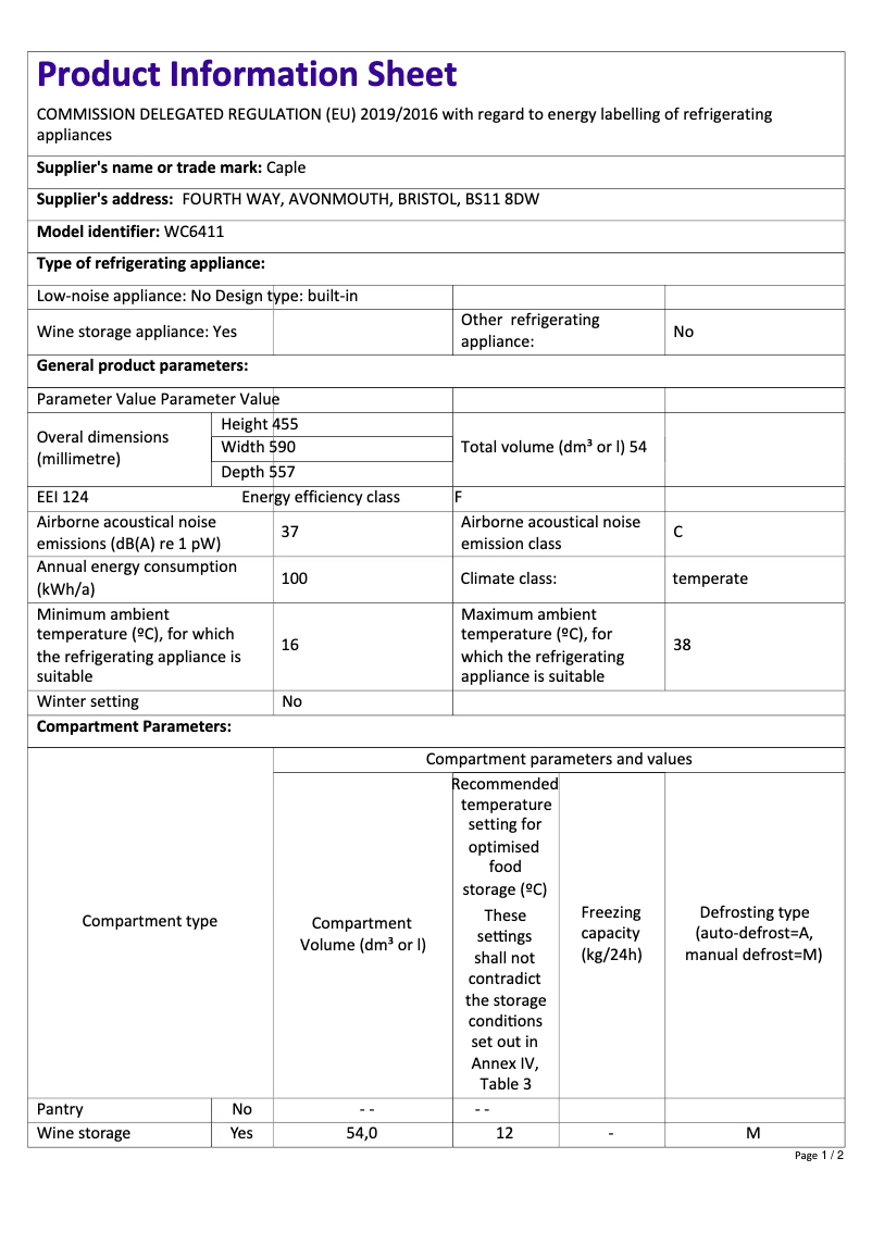 Imagen de la primera página del manual del dispositivo WC6411