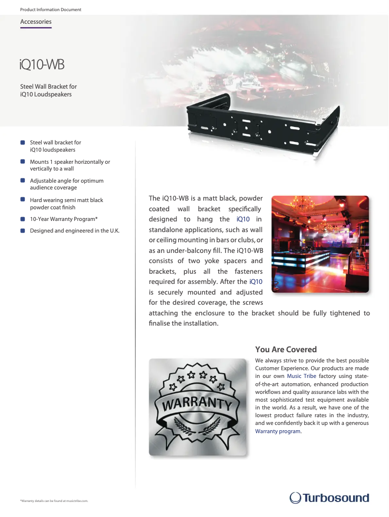 Página 1 del manual Ficha técnica Turbosound iQ10-WB