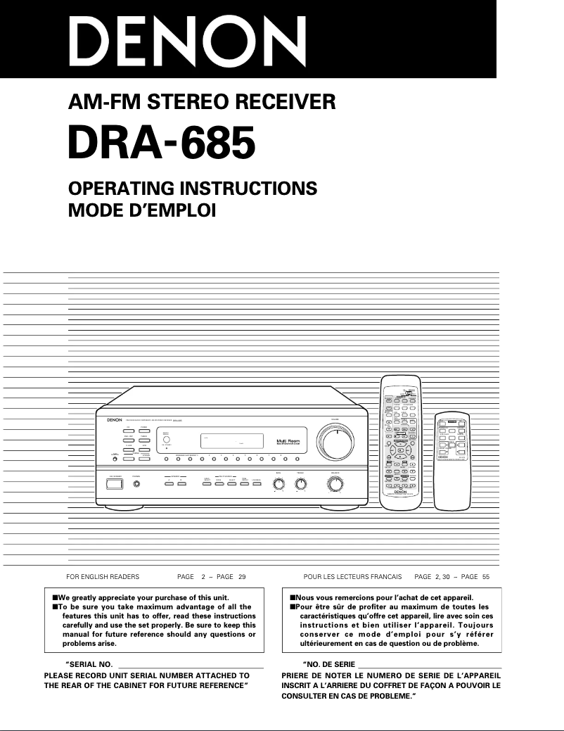 Página nº 1 - Manual de usuario Denon DRA-685
