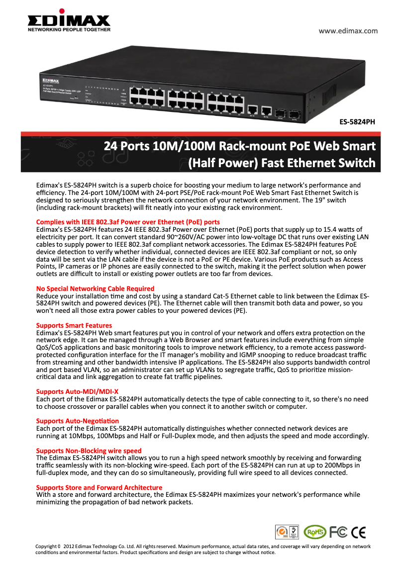 Imagen de la primera página del manual del dispositivo ES-5824PH