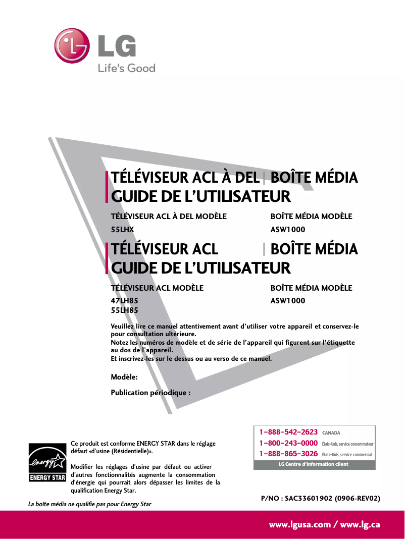 Imagen de la primera página del manual del dispositivo 47LH85