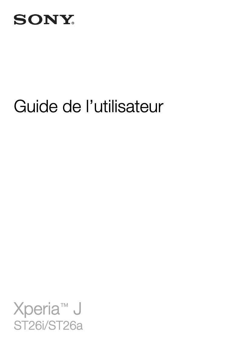 Imagen de la primera página del manual del dispositivo Xperia J