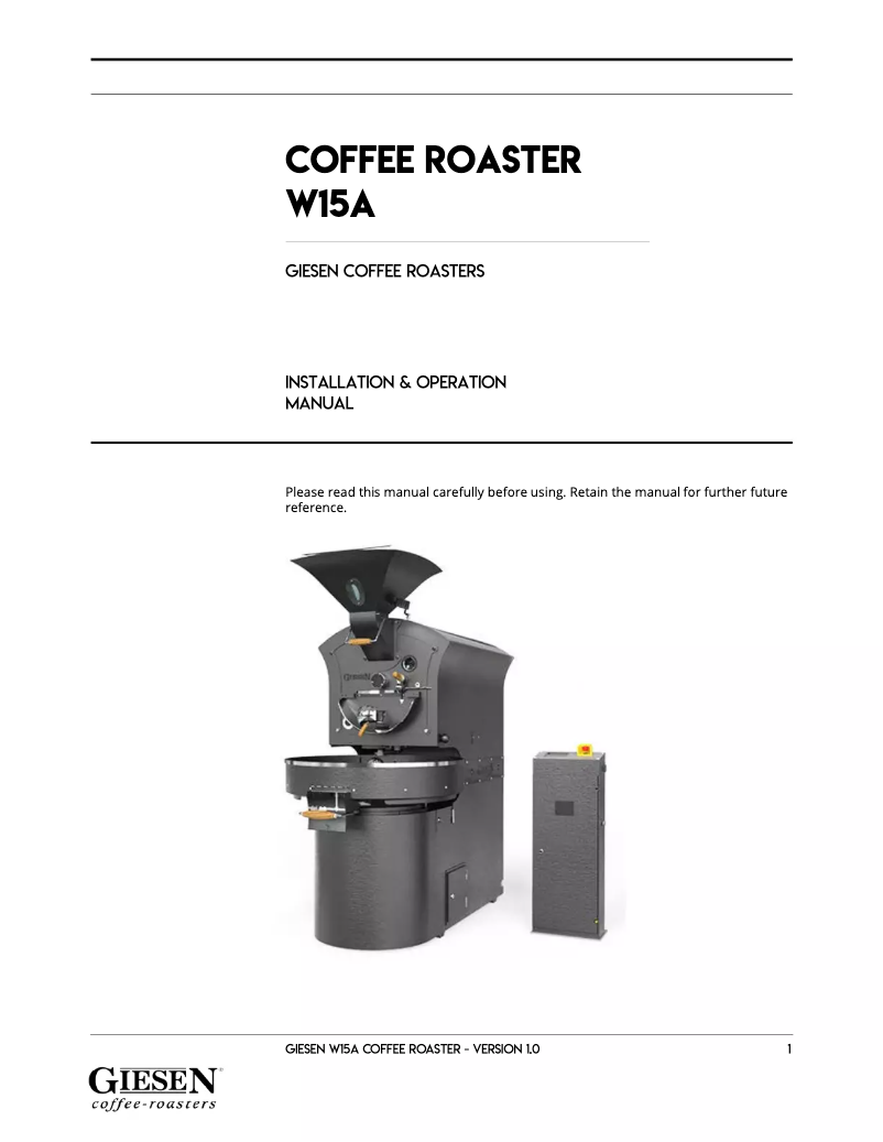 Página 1 del manual Manual de usuario Giesen Coffee Roasters W15A