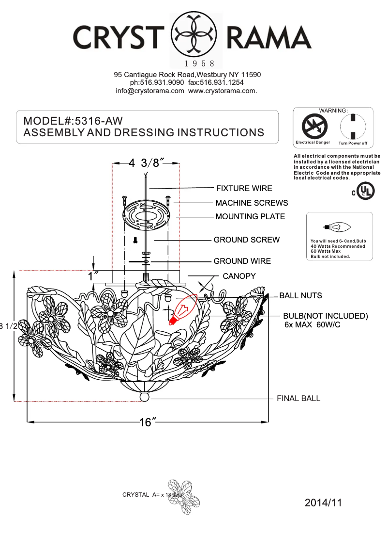 Página nº 1 - Manual de usuario Crystorama Paris Market 5316-AW