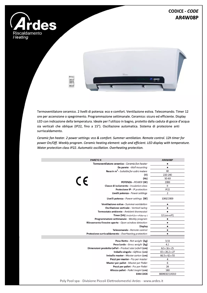 Página nº 1 - Ficha técnica Ardes AR4W08P