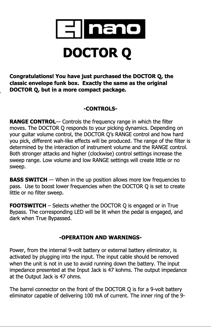 Imagen de la primera página del manual del dispositivo Doctor Q