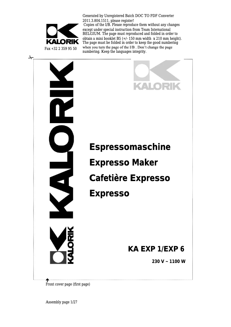 Página 1 del manual Manual de usuario Kalorik KA EXP 6