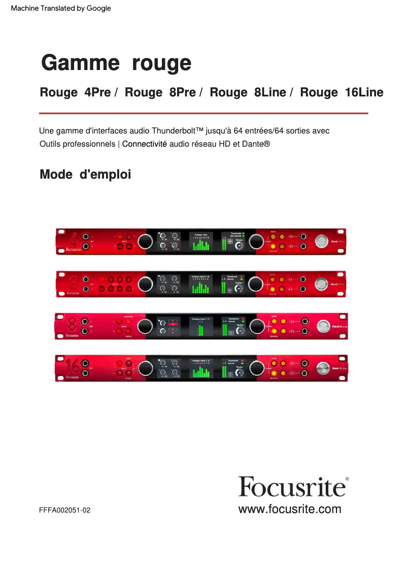 Página 1 del manual Manual de usuario Focusrite Red 8Pre