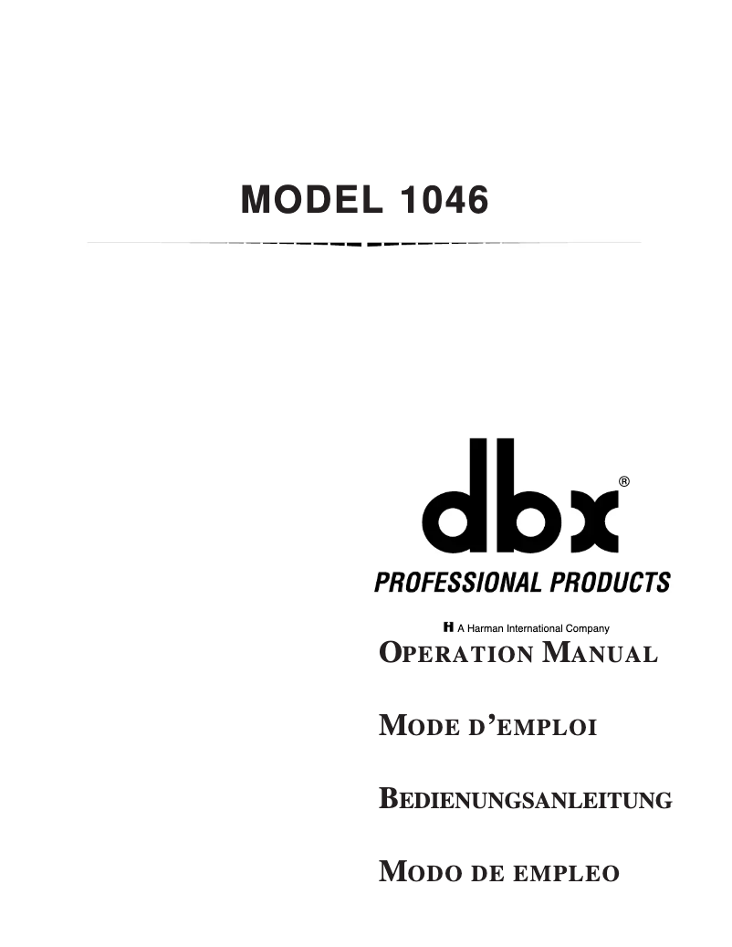 Página 1 del manual Manual de usuario DBX 1046