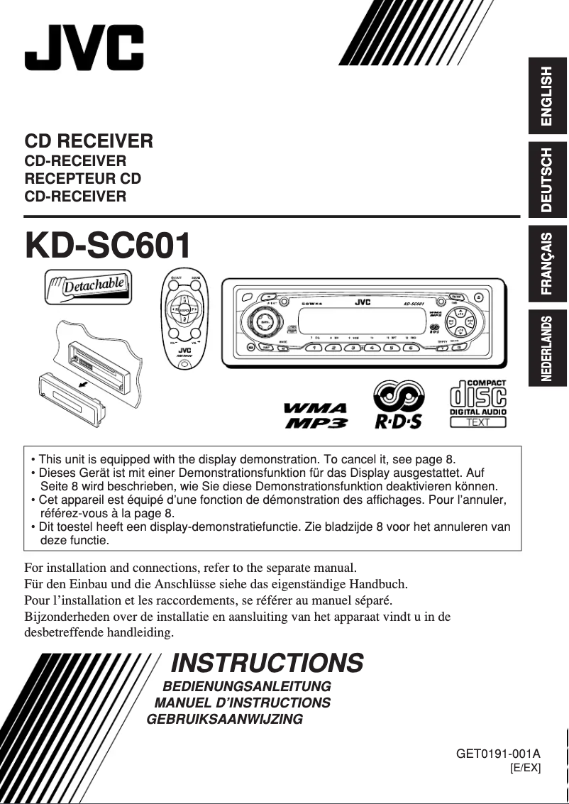 Imagen de la primera página del manual del dispositivo KD-SC601