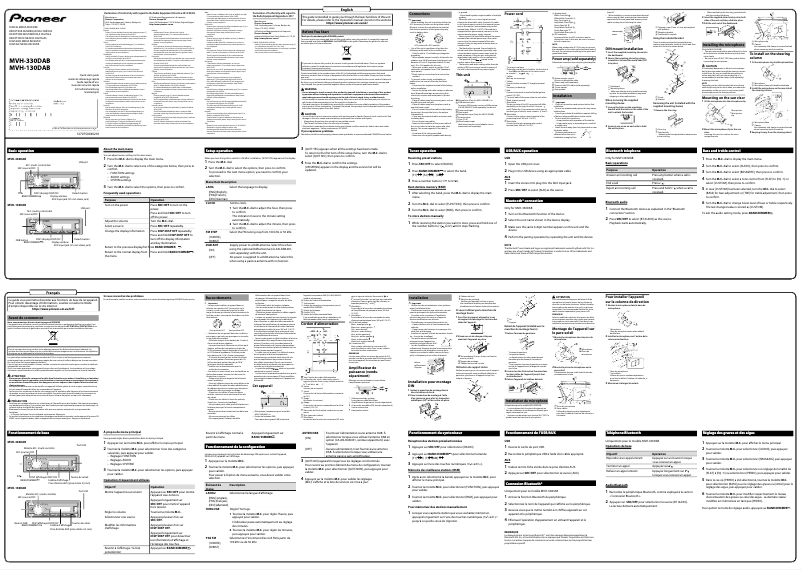 Imagen de la primera página del manual del dispositivo MVH-330DAB
