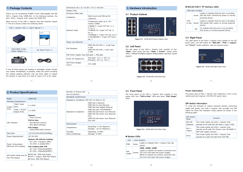 Página 1 del manual Manual de usuario Planet UPOE-400