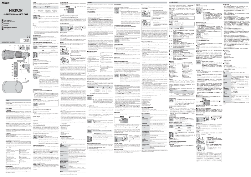 Página 1 del manual Manual de usuario Nikon AF-S Nikkor 600mm f/4E FL ED VR