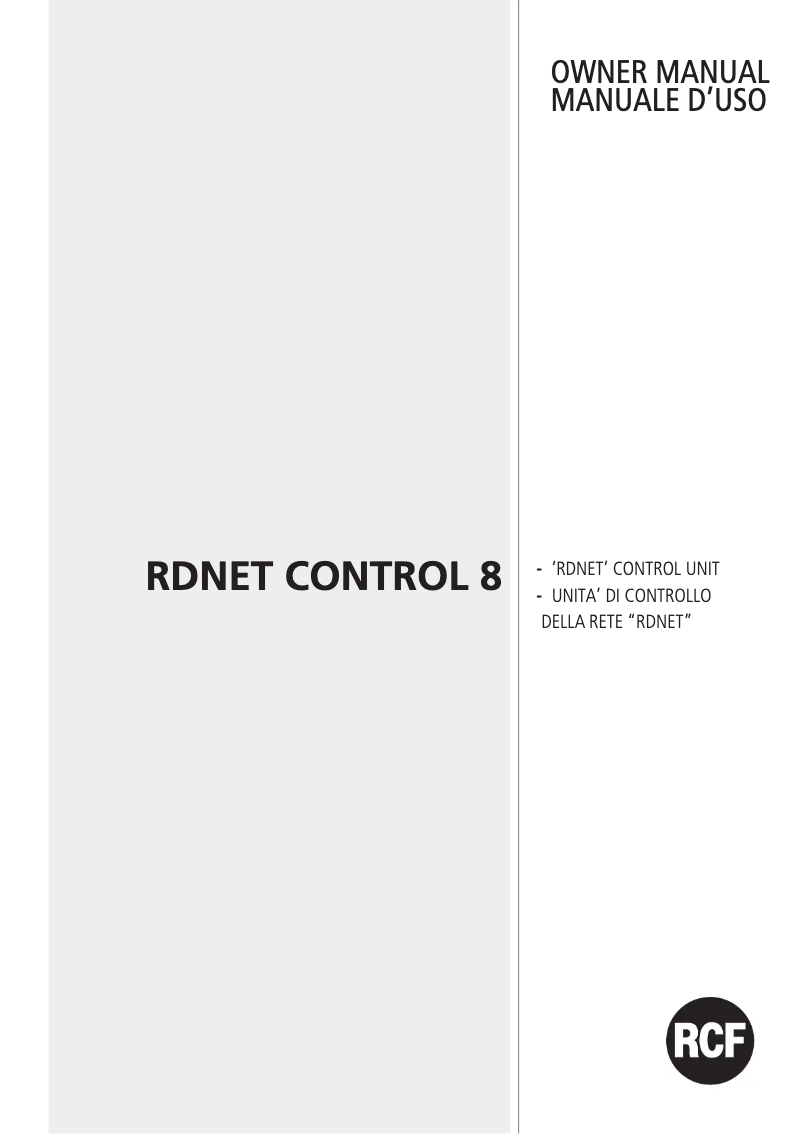 Imagen de la primera página del manual del dispositivo RDNET CONTROL 8