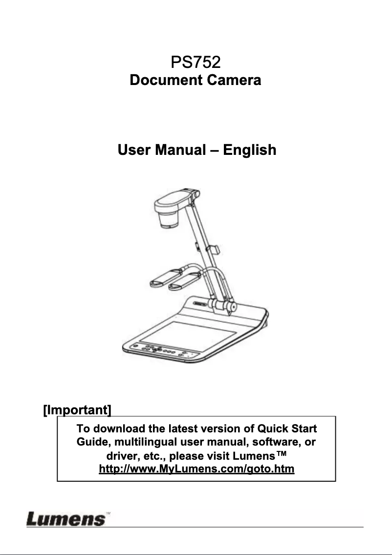 Página nº 1 - Manual de usuario Lumens PS752