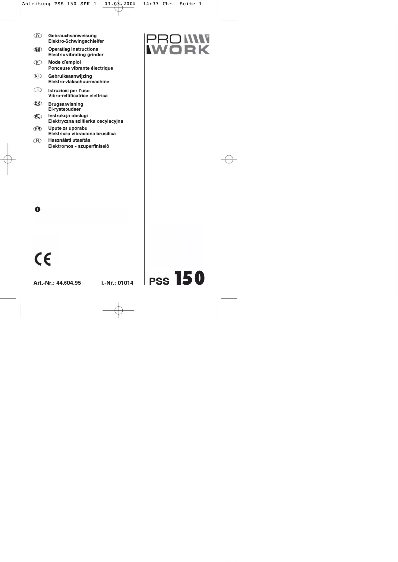 Página 1 del manual Manual de usuario Prowork PSS 150