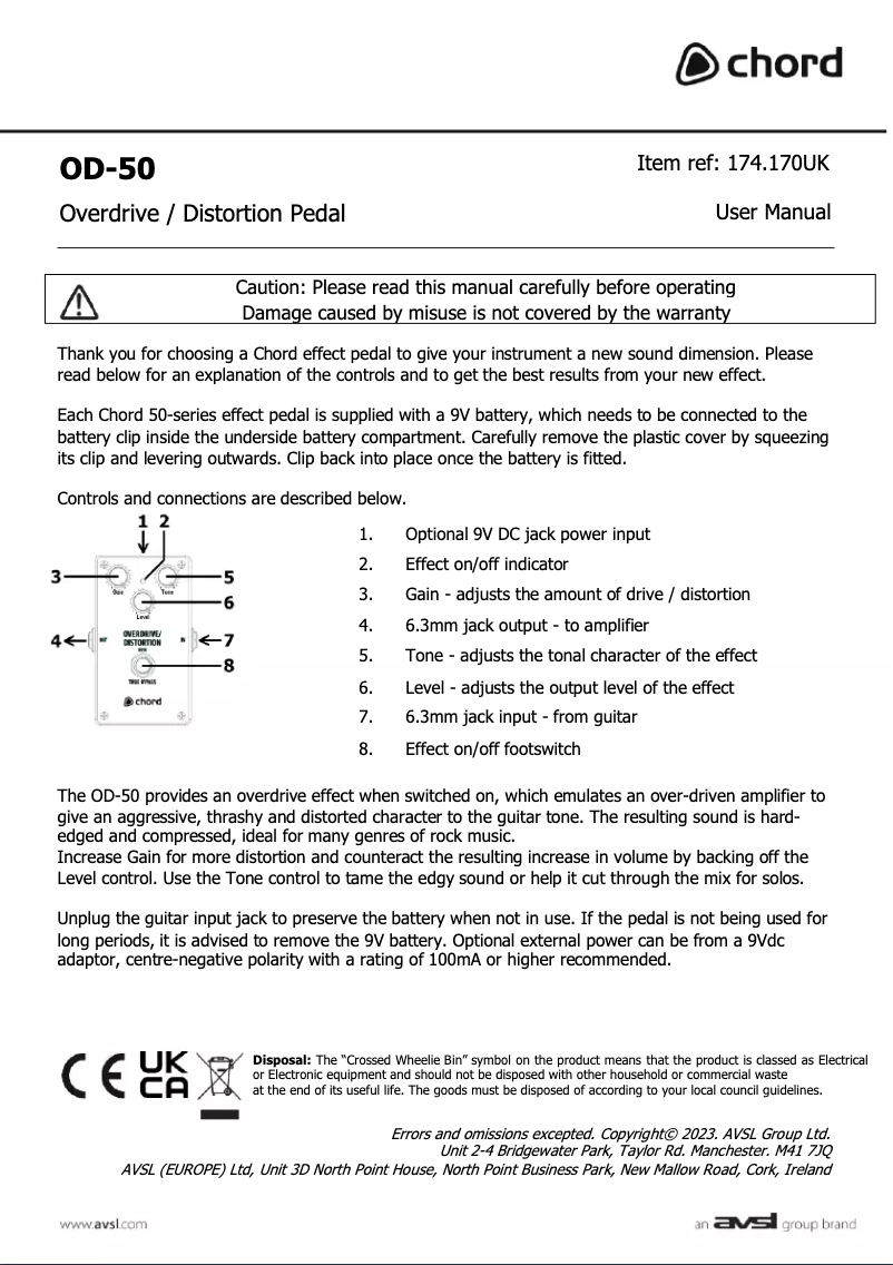Página 1 del manual Manual de usuario Chord OD-50